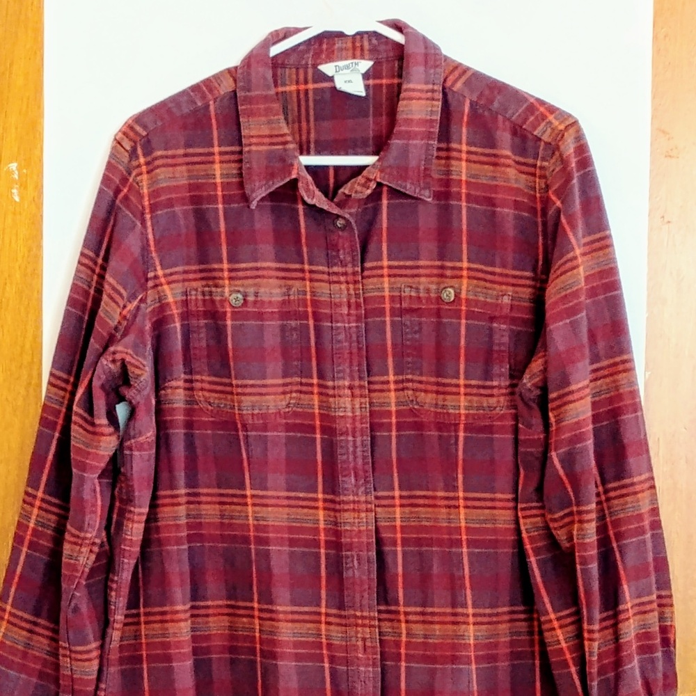Women's 2XL Long Sleeved Flannel Red and Purple Shirt Duluth Trading Co.